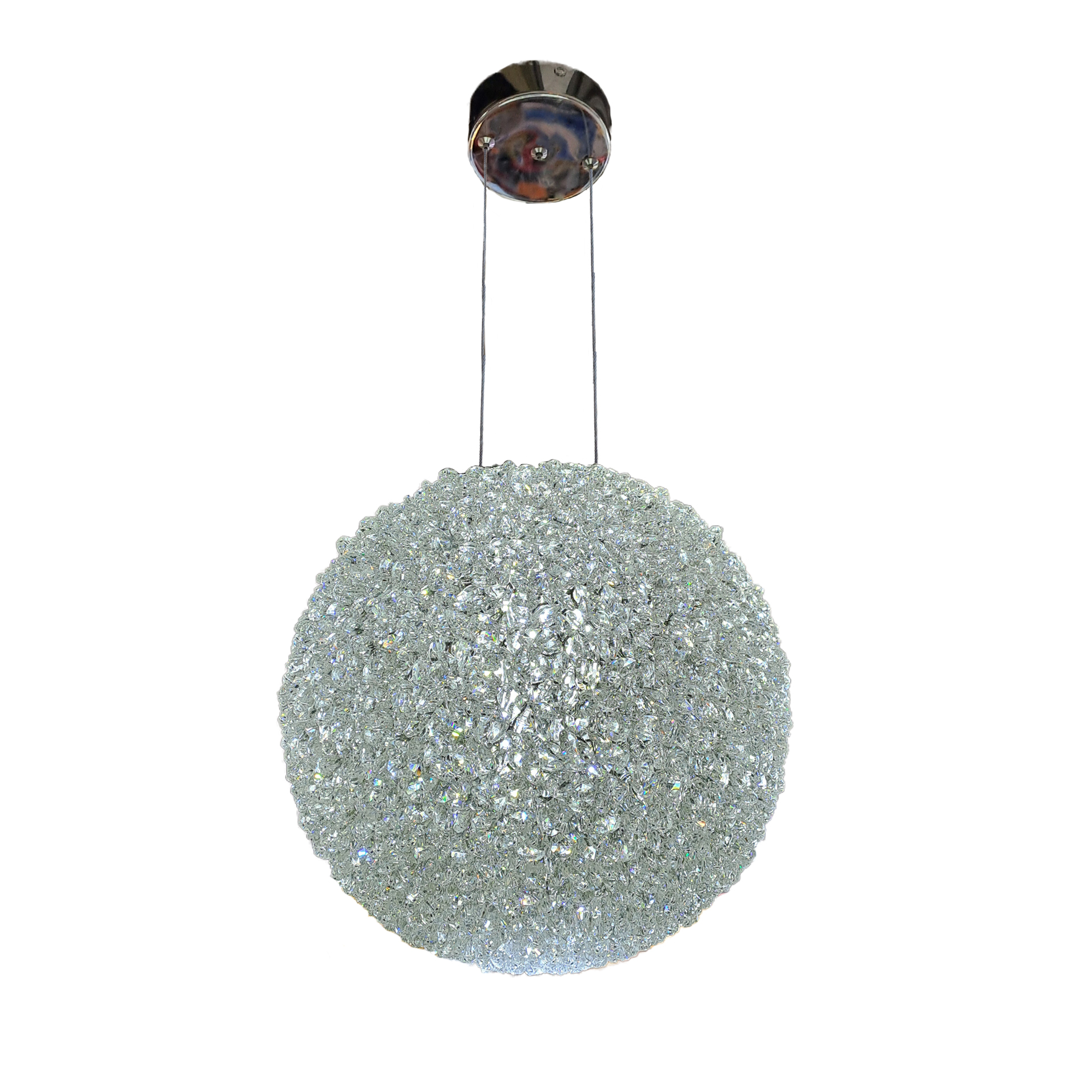 Lampara Colgante 80W Plata Bola Cristal
