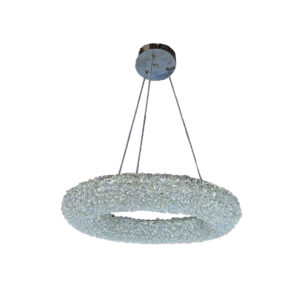 Lampara Colgante 80W Plata Aro Cristal