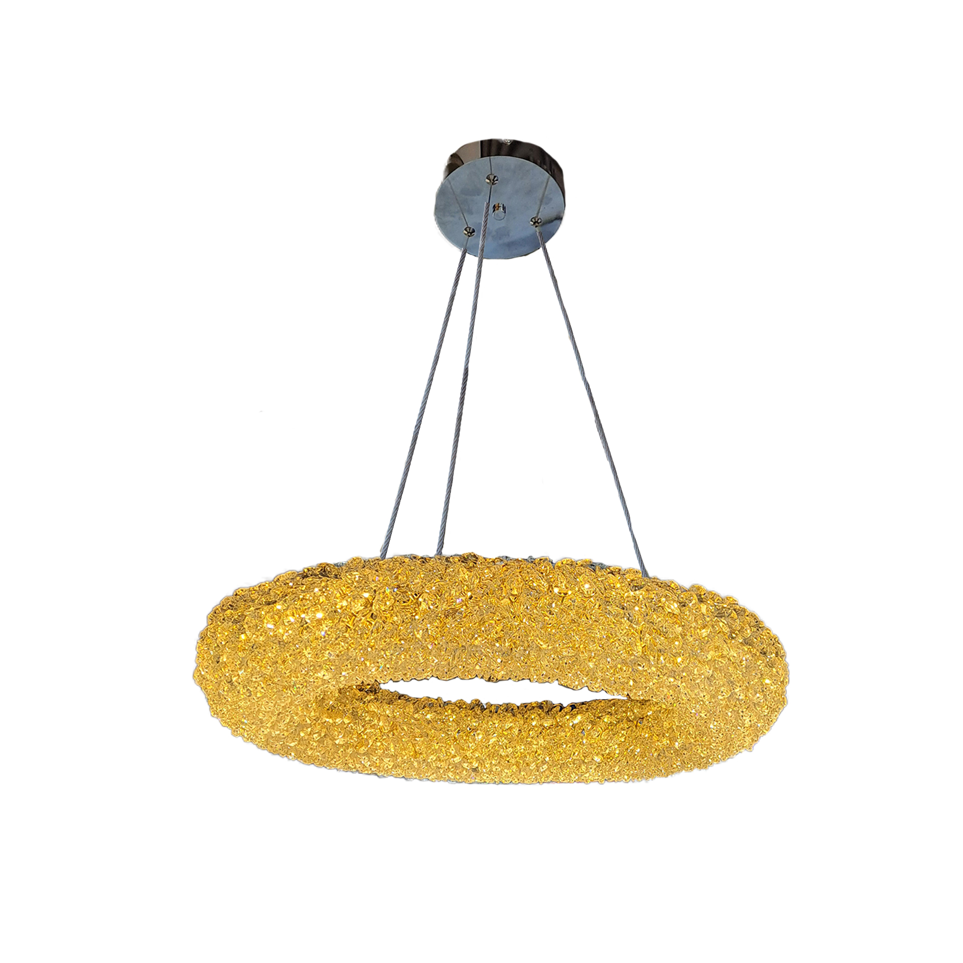 Lampara Colgante 80W Plata Aro Cristal - Imagen 3
