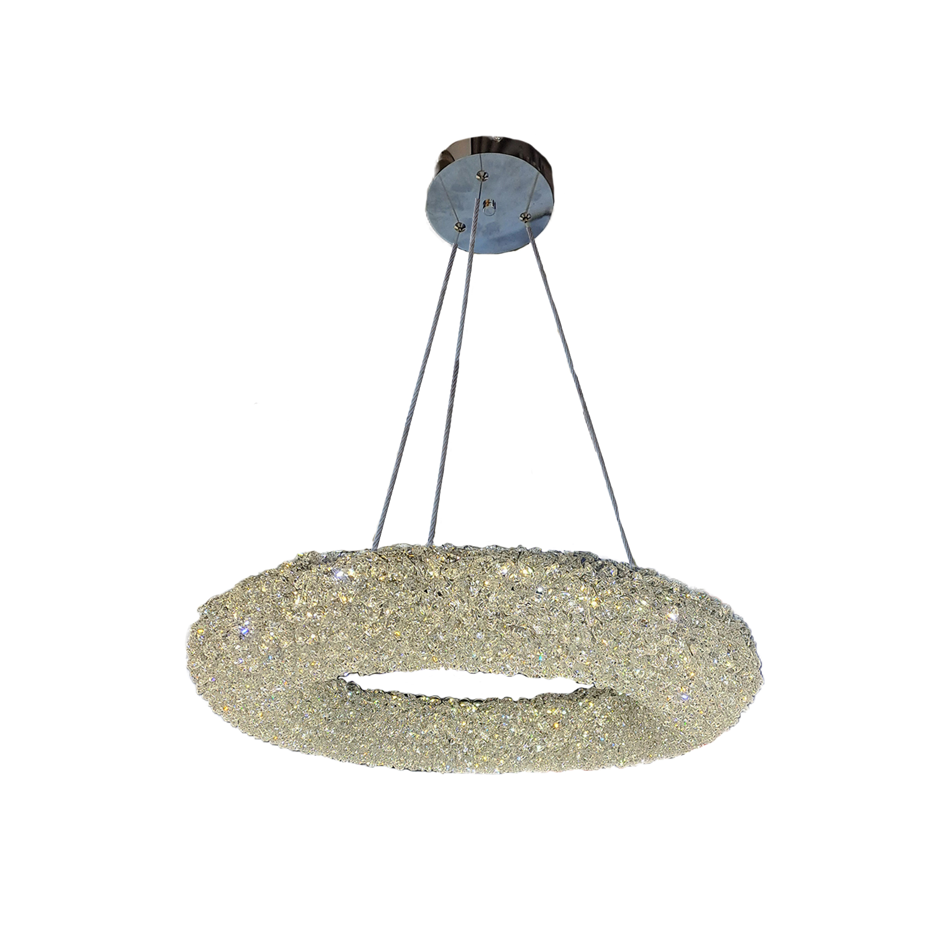 Lampara Colgante 80W Plata Aro Cristal - Imagen 2