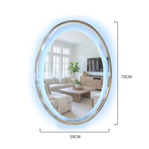 ESPEJO LED OVALADO BORDE METAL 70X50CM